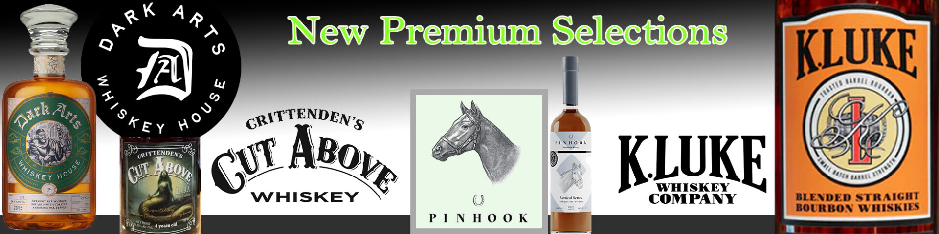 Whiskey brands: Dark Arts, Crittenden's, Kluke.